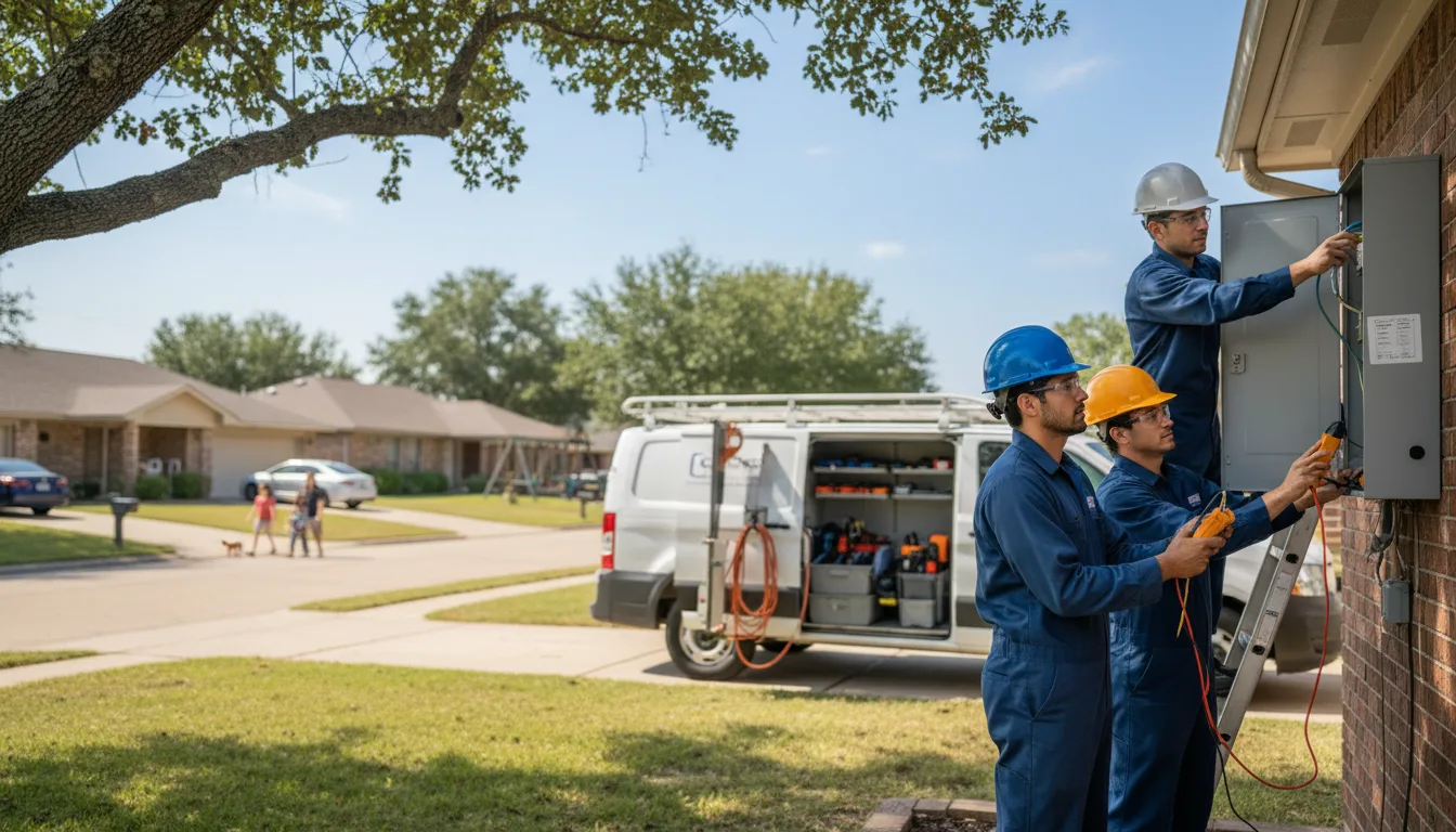 Certified electrician providing emergency electrical services in Rombauer, MO